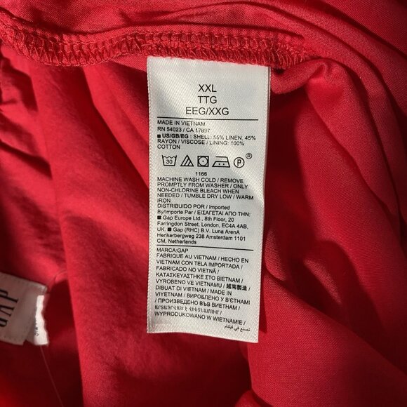 Gap Linen Blend Midi Skirt Women XXL Slipper Red Pull On Side Slit Washable - Picture 9 of 13